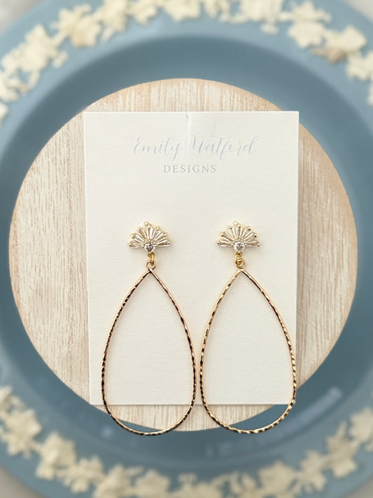 CZ Stud Teardrop Dangle
