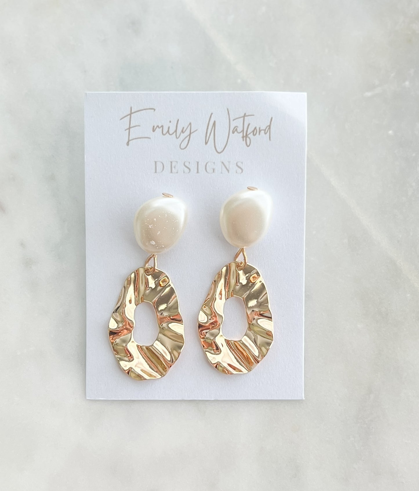 Pearl and Gold Texture Dangle