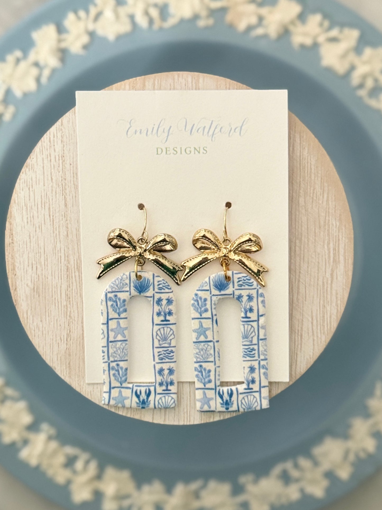Coastal Print Bow Dangle