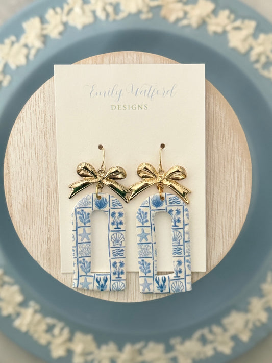 Coastal Print Bow Dangle