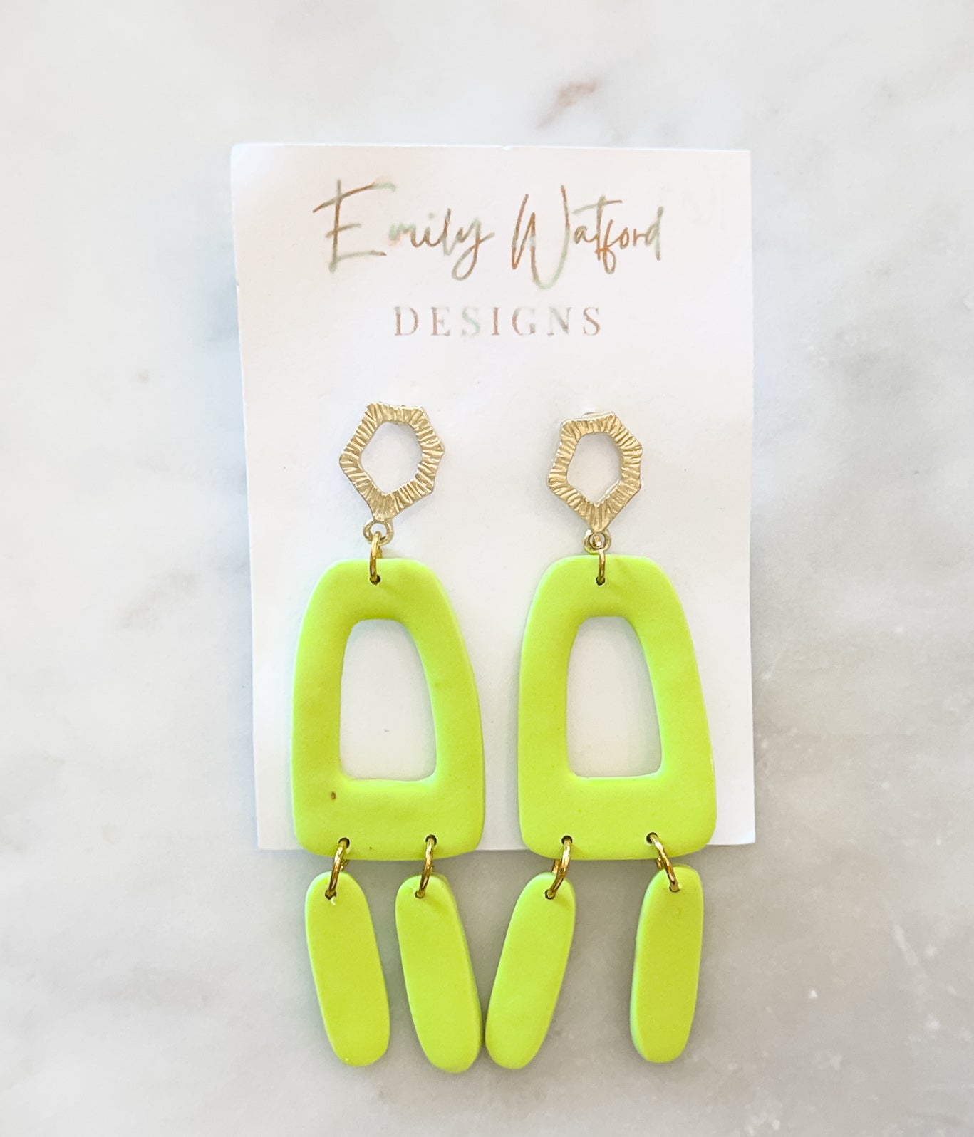 Lime green arch dangle