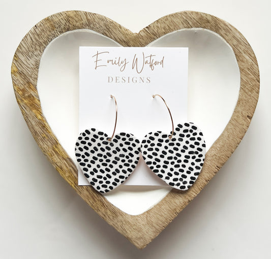 Black and White Heart Hoop - XL