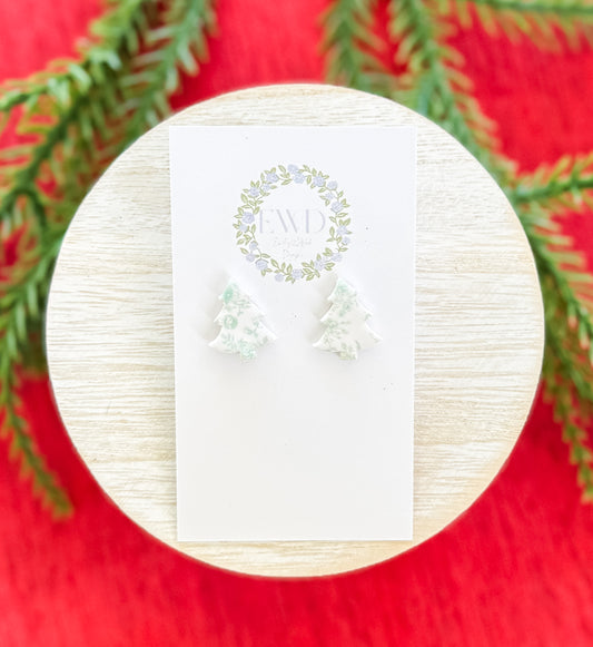 Green Floral Tree Stud