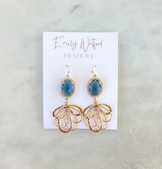 Blue Glass Leaf Dangle