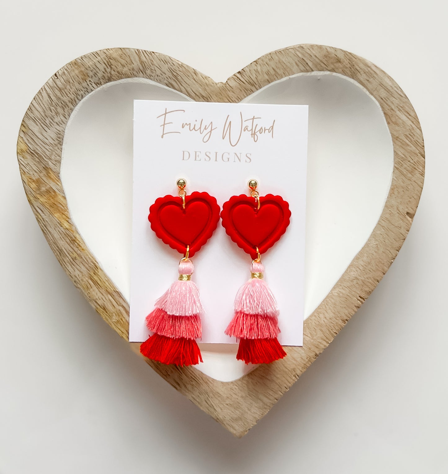 Red Scallop Heart Tassel