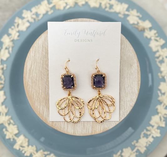 Purple Glass Leaf Dangle