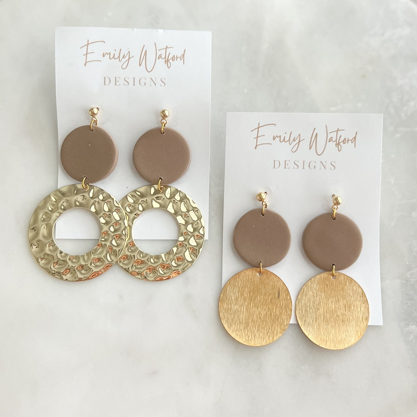 Taupe Circle Dangles