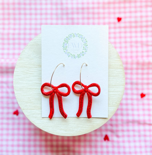 Red Glitter Ribbon Bow