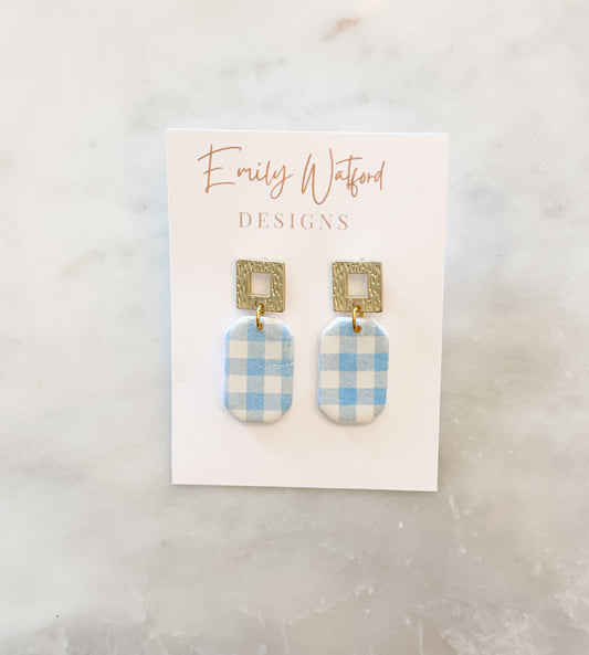 Blue gingham dangle