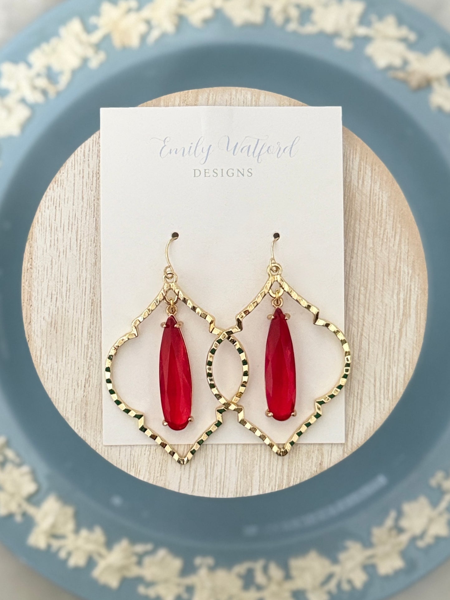 Red Glass Quatrefoil Hook