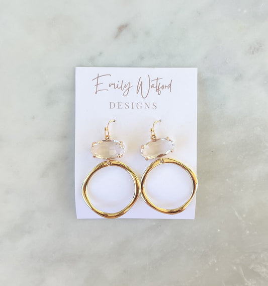 Glass Oval Circle Dangle