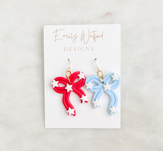 Red and Blue Bow with Stars