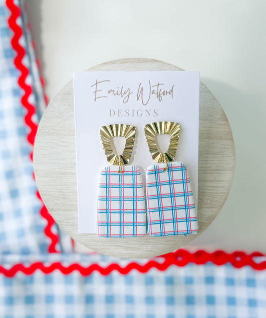Plaid Rectangle Dangle