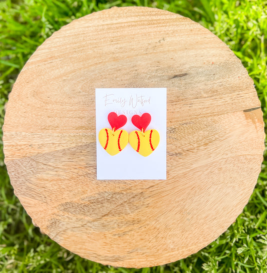 Softball Heart Dangle