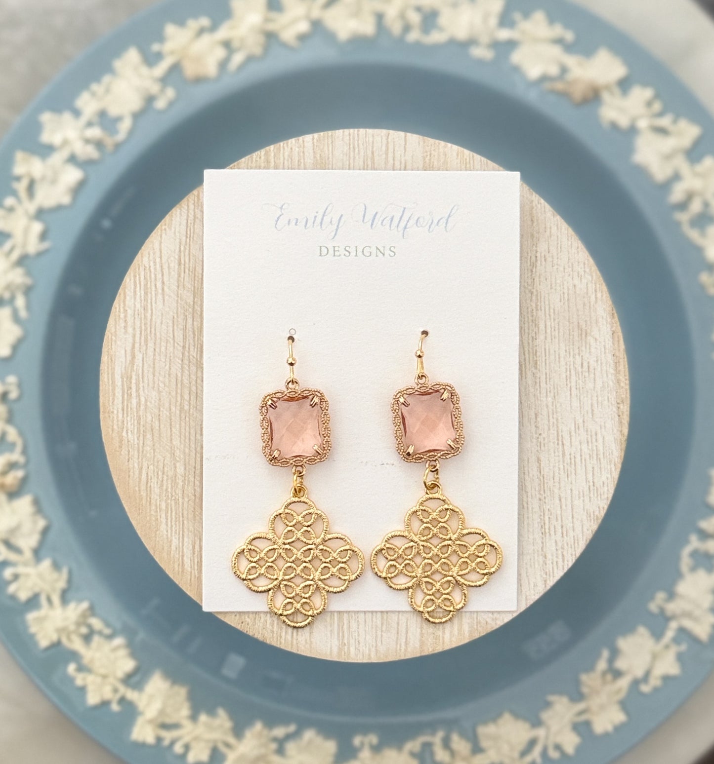 Pink Glass Clover Dangle