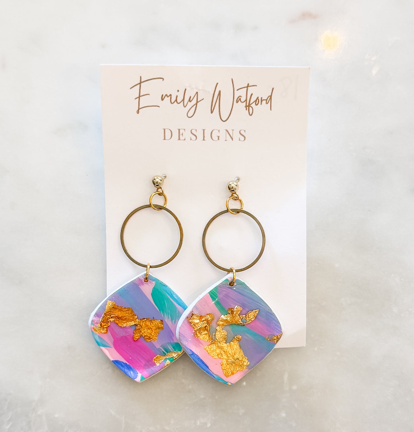 Watercolor teardrop dangle