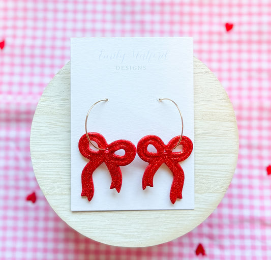 Red Glitter Bow Hoop