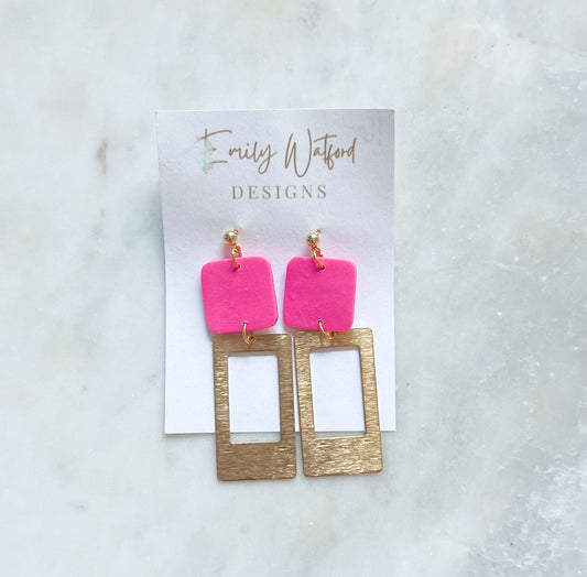 Pink Square Dangle