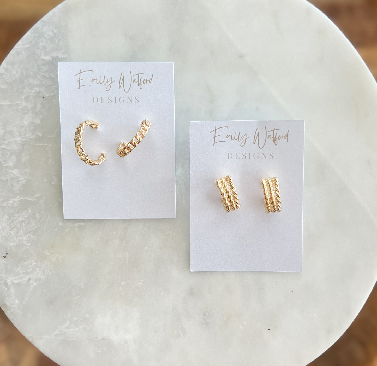 Gold Textured Hoops