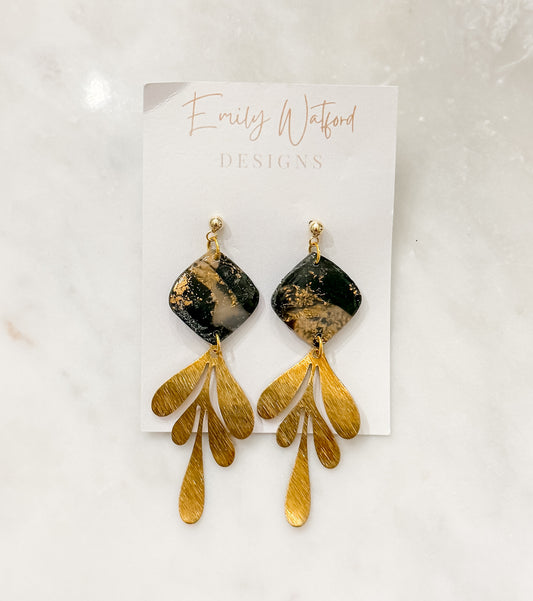 Black gold leaf dangle