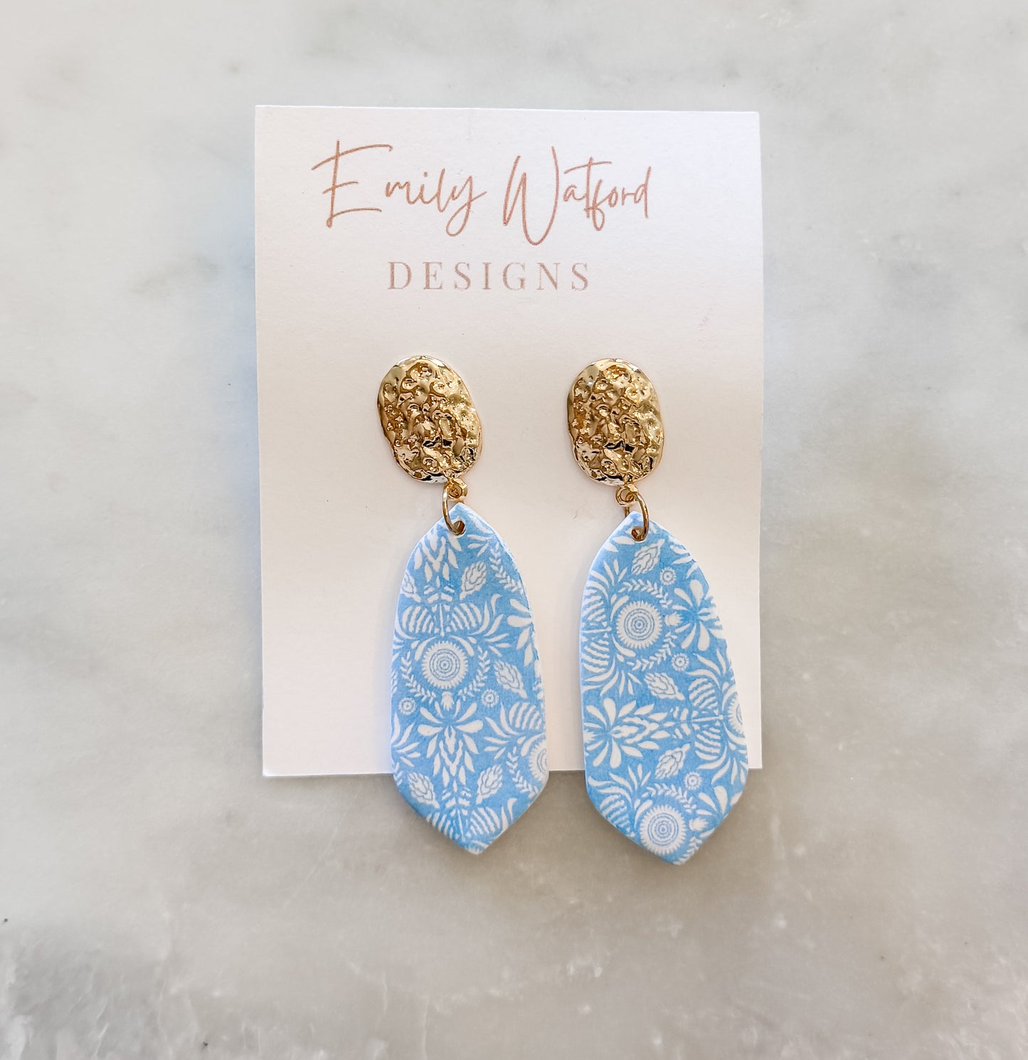 Blue floral dagger dangle