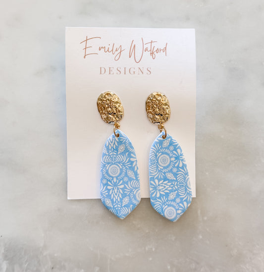 Blue floral dagger dangle