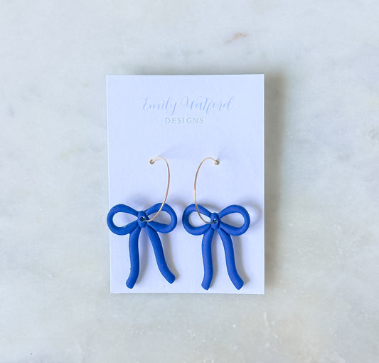 Navy Ribbon Bow Hoop