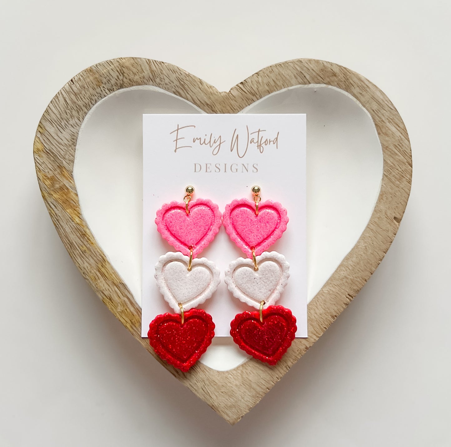 Glitter Hearts Trio - Large