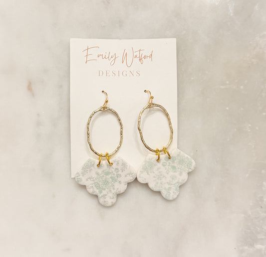 Green floral scallop