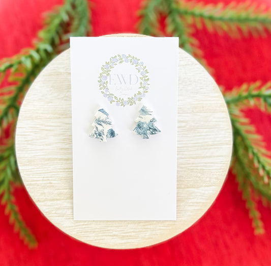 Blue Vintage Tree Stud