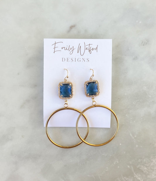 Blue Glass Circle Dangle