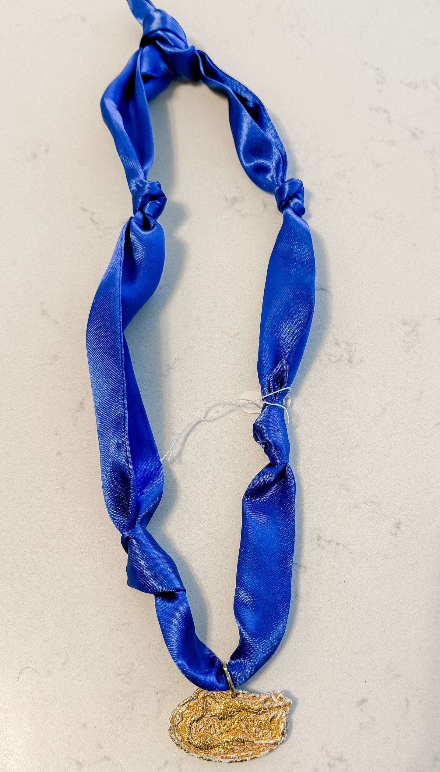 Blue Gator scarf necklace