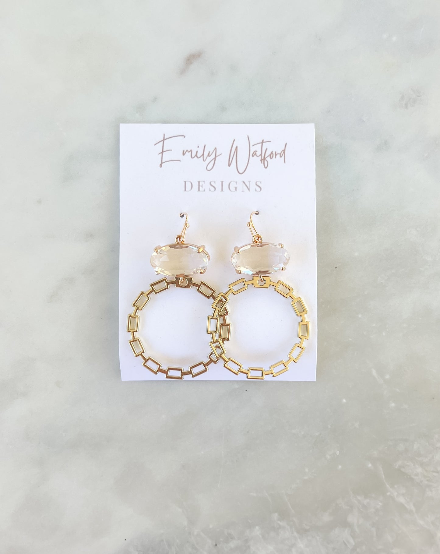 Glass Oval Chain Dangle