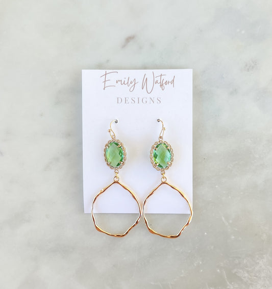 Green Glass Circle Dangle